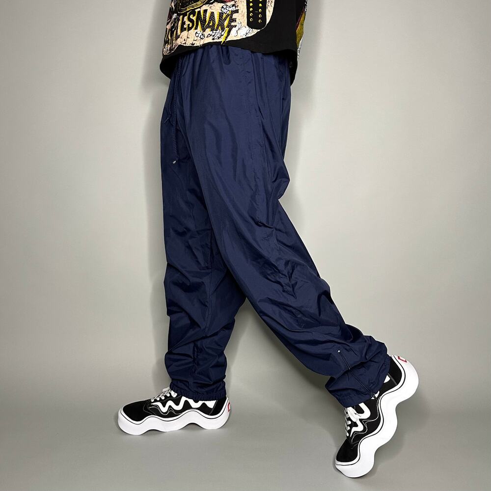 Vintage 90s Track Pants Mens XL Baggy Fit Navy Blue Polyester Sweatpants